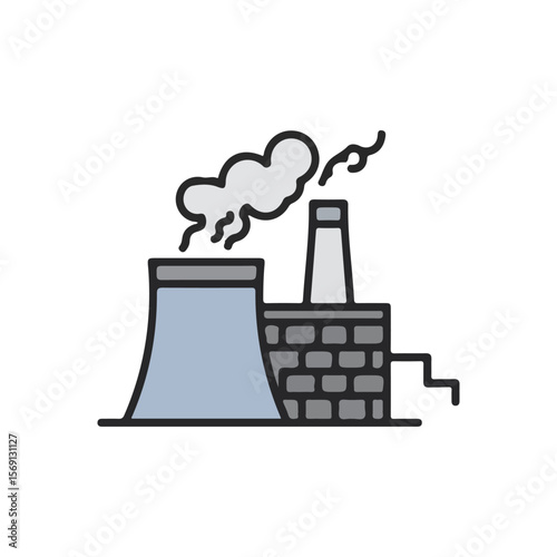 Geothermal Power Plant Icon – Flat Vector Energy alternative Illustration