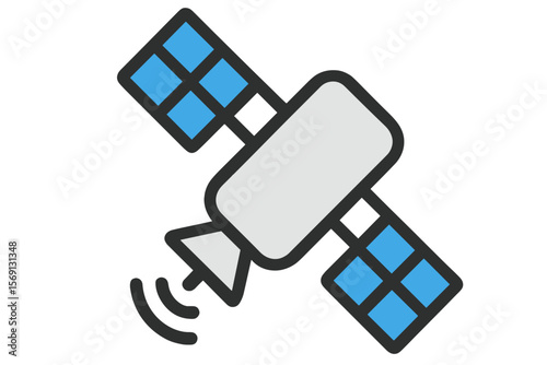 Modern Satellite Icon with Signal Waves