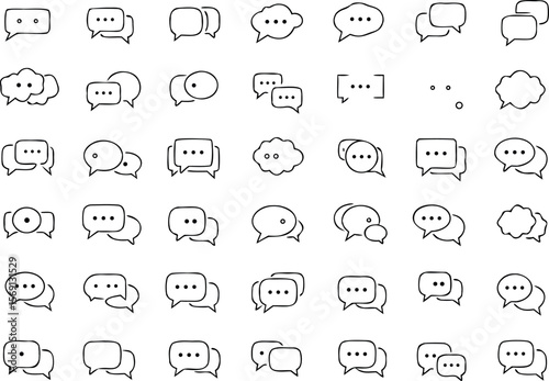 Twenty Five Black Outline Speech Bubble Icons Set Simple Hand Drawn Style Communication Symbols Collection Various