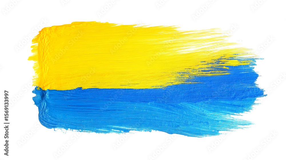 Obraz premium Brush strokes in the colors of the Ukrainian flag on a black background