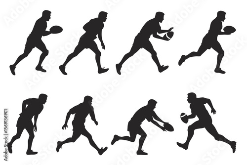 Rugby Players in Action Silhouettes