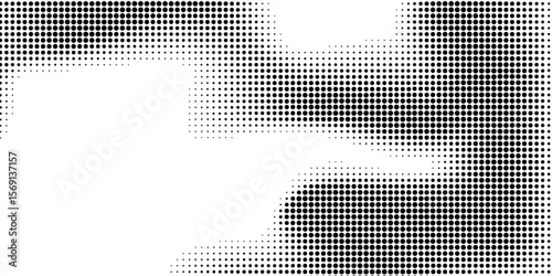 Black and White Halftone Gradient Texture with Soft Fade and Dot Overlay.