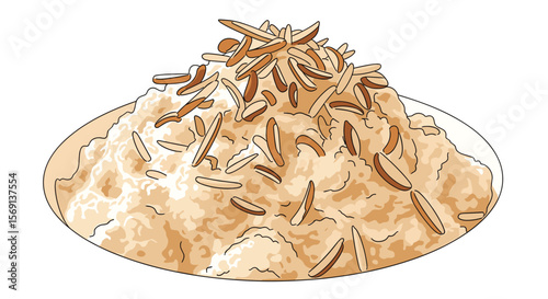 A Delicious Creamy Dessert Topped With Crunchy Toasted Almond Slivers Presented on a White Plate