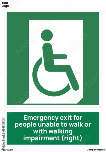 sign Emergency exit for people unable to walk or with walking impairment (right)