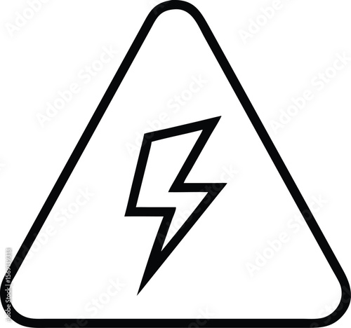 Black lightning bolt symbol inside a triangular warning sign on a white background