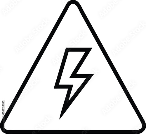 Warning sign with black lightning bolt symbol inside a triangle