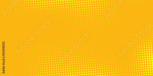 Yellow orange halftone pattern. Retro comic gradient background. Square pixilated dot cartoon texture. Pop art faded gradient pattern