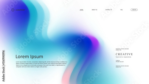 Abstract wave futuristic design of landing page. retro gradient mesh website design	