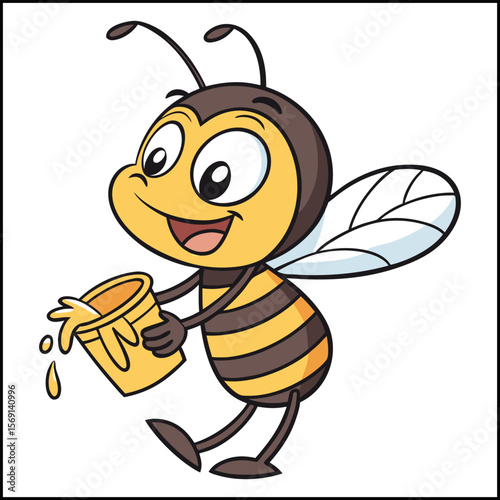 Cute bee with honey dripping