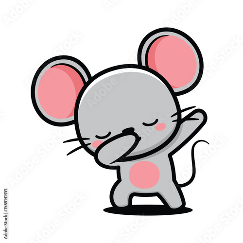 Cute Mouse Cartoon Character Doing Dabbing Pose