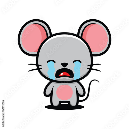 Cute Upset Mouse Cartoon Character Crying
