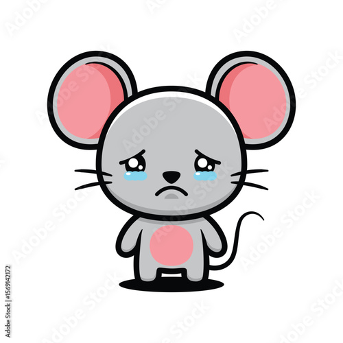 Cute Upset Mouse Cartoon Character Sobbing