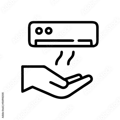Hand under dryer minimalistic icon outline vector illustration PNG on transparent background

