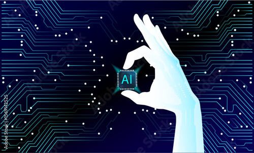 Futuristic Robotic Arm in High-Tech Factory – Vector Illustration


