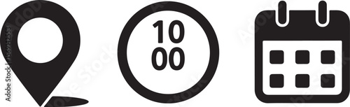 Location, Time, and Date Universal Icon Set
