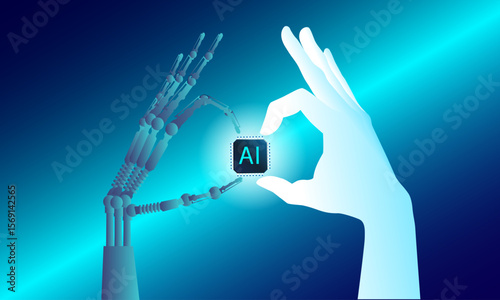 Futuristic Robotic Arm in High-Tech Factory – Vector Illustration

