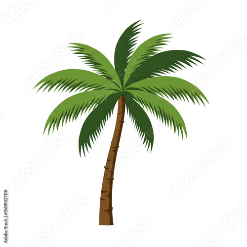 Graceful palm tree design with lush green leaves, perfect for adding a tropical touch to various design projects and themes.