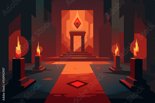 Burning candle flames glow brightly in the dark, illuminating the night with a warm, red light