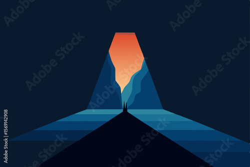 Glowing golden light bulb pyramid: abstract 3D render of a glittering light symbol, a geometric business concept illustration