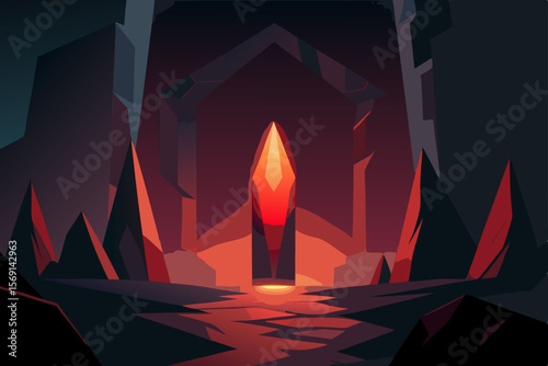 Vibrant orange and red flames illuminate the dark forest night, a bright motion of light whether from a campfire or fireplace, an ideal illustration for any design