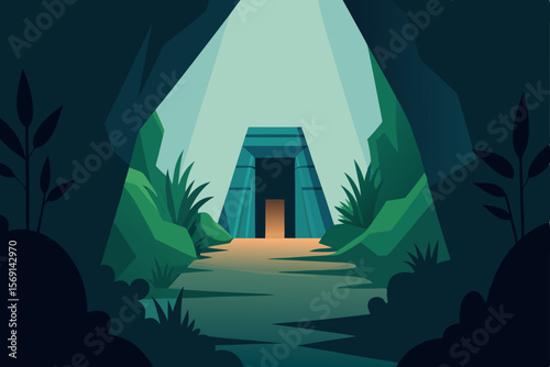 Spooky Halloween night landscape with a house silhouette, a crescent moon, and trees under a star-filled sky