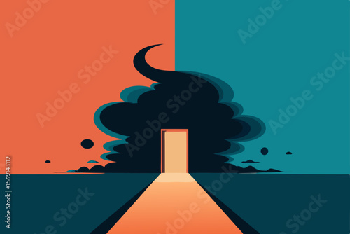 Orange vector illustration of burning fire and candle flame for art and design