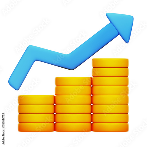 Financial Growth Coins and Upward Arrow