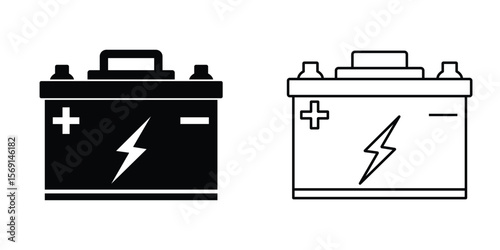 Car battery icon set. Battery icon vector illustration for app, logo, web UI, UX design. Outline battery Vector illustration.