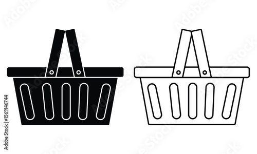Fruit basket icon, vector design. Shopping basket vector symbol, icon. Basket vector for logo, app, web design. Vector illustration.