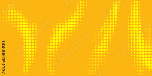 Yellow orange halftone pattern. Retro comic gradient background. Square pixilated dot cartoon texture. Pop art faded gradient pattern