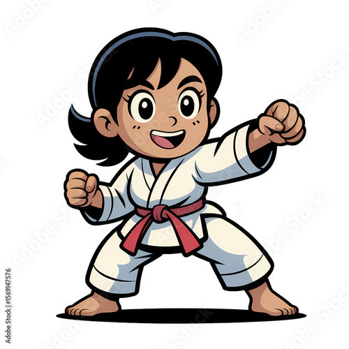 Karate training session featuring a young girl practicing kicking techniques in a dojo setting