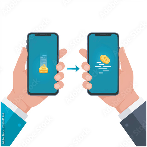 Mobile Payment Concept Seamless Money Transfer Between Smartphones for Modern Finance