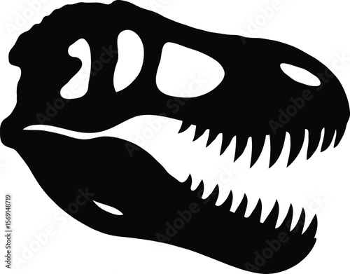 Tyrannosaurus Rex Skull Prehistoric Predator Silhouette Illustration