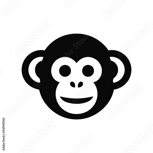 Black and White Monkey Face Graphic animal primate