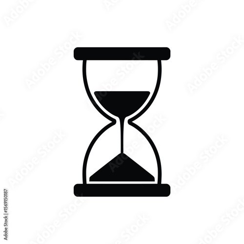 Black Hourglass Icon on White Background time sand