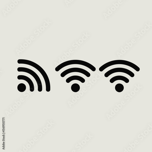 Black Wifi Signal Icons on Beige Background wireless