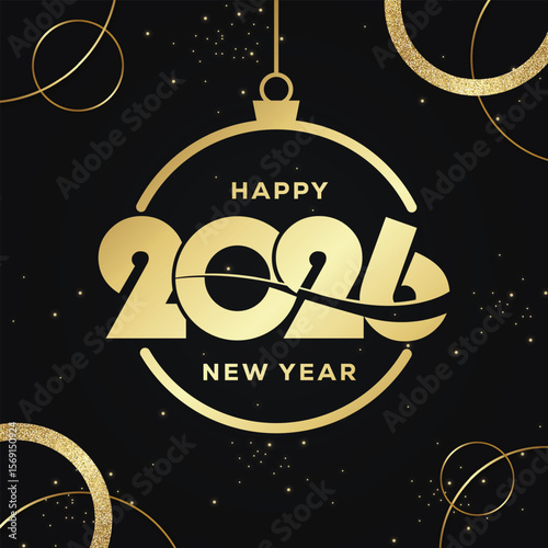 2026 Happy New Year Greetings Premium Vector , 2026 Typography xmas ball