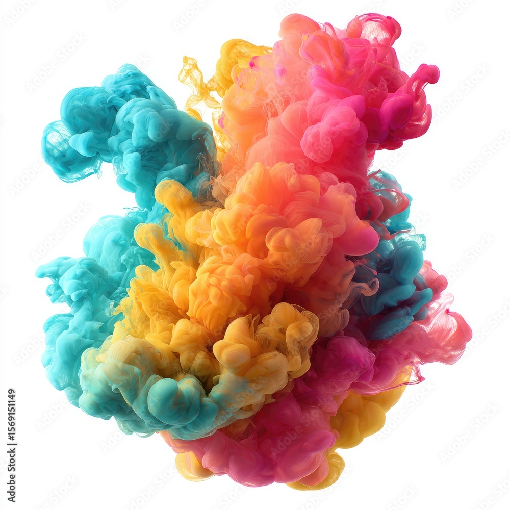 Obraz premium Vibrant colorful ink swirling in a cloud (1)