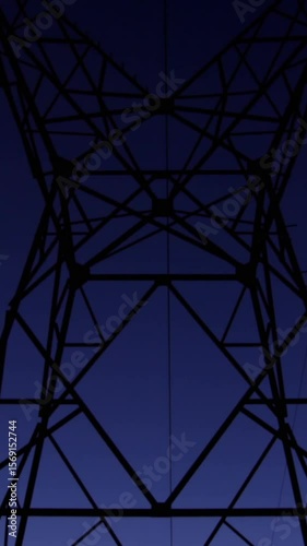 Animation of electric pylon and clouds of smoke