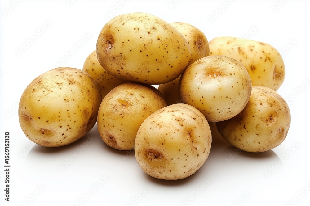 Vibrant potato decor in high contrast, isolated against a pure white background with sharp focus on the clean subject Vibrant potato decor in high contrast, isolated against a pure white background with sharp focus on the clean subject