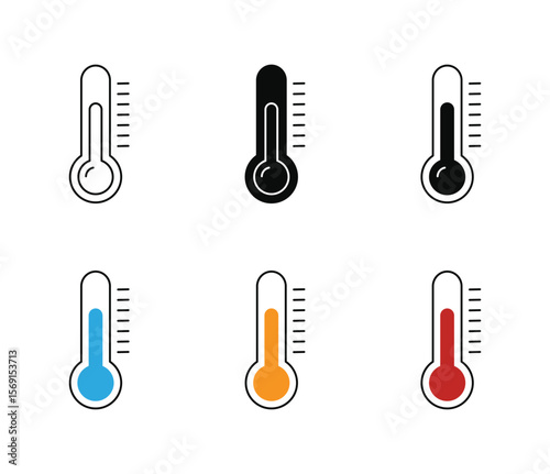 Thermometer hot cold temperature vector icon set,vector illustration.