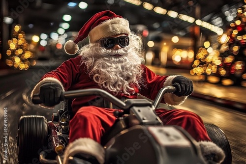 Festive karting fun with Santa Claus as the driver.