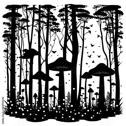 vector illustration of a silhouette of a tree
