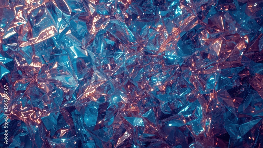 Texture of blue transparent crystals light reflections glowing pattern Texture of blue transparent crystals light reflections glowing pattern