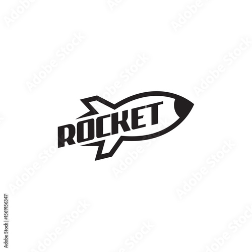 Clean black rocket silhouette logo perfect for apps, web, and print. 
