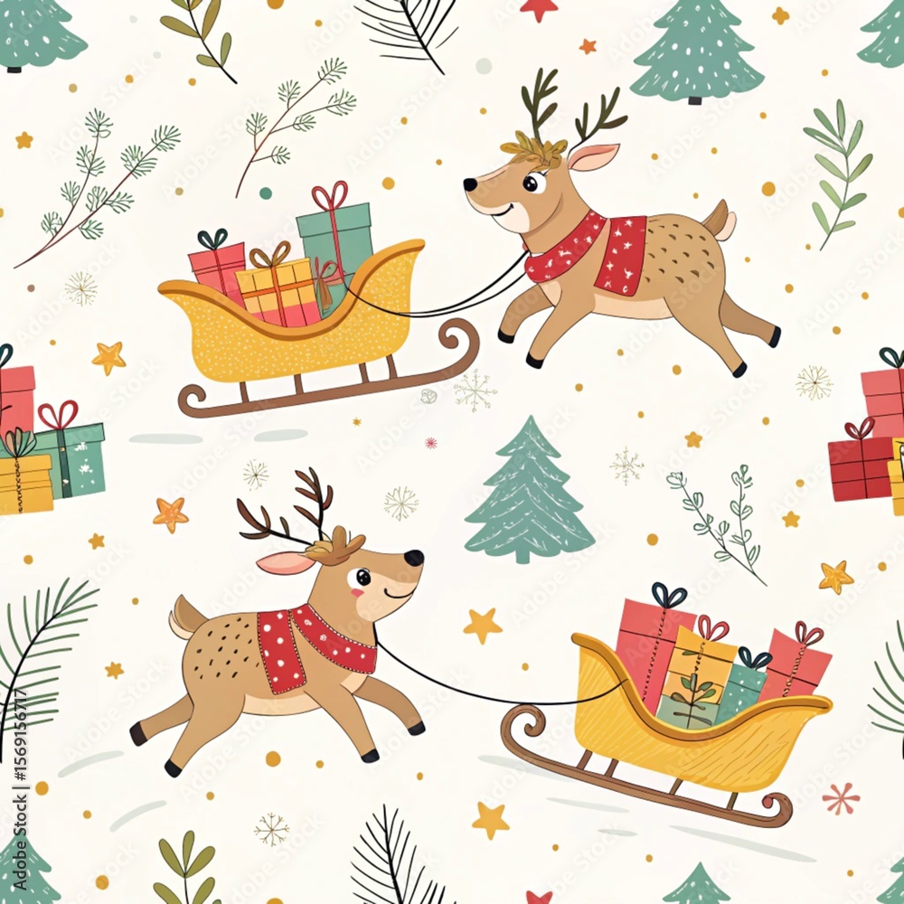 Obraz premium Christmas Seamless Pattern