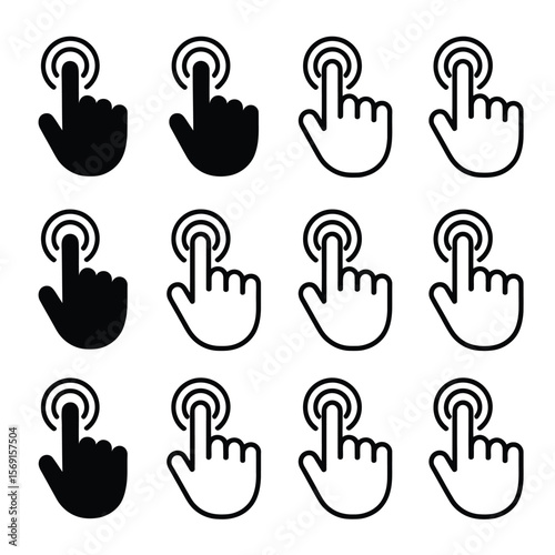 Black and White Touch Icon Set on White Background