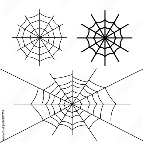 Simple spiderweb art elements create a spooky feeling for your Halloween design or graphic project, perfect for adding a thematic accent.