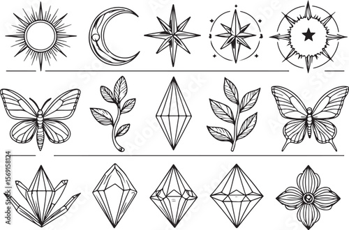 Mystic Boho Celestial Line Art Pack