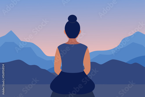 silhouette of a woman meditating